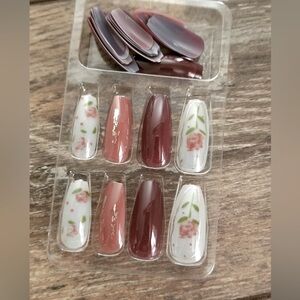 Vintage Floral Press On Nails Long Ballerina Nail Set Elegant Nail Sets Manicure